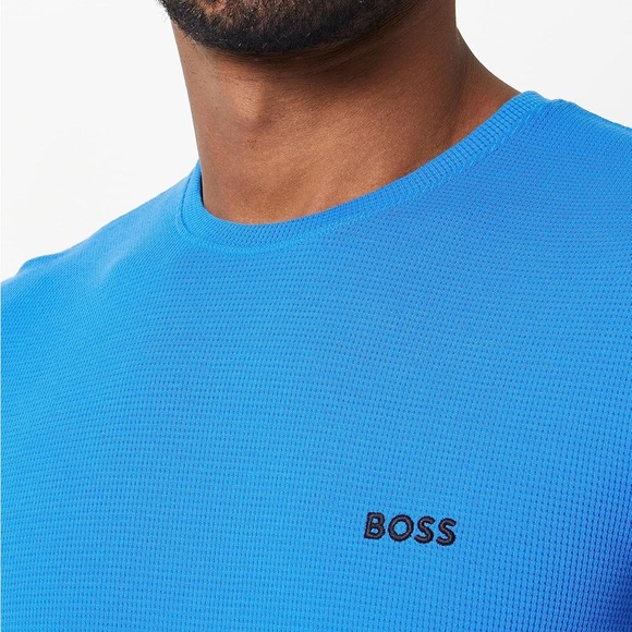 NWT - BOSS Men's Waffle T-shirt with Embroidered Logo, Bright Blue - Size XXL - Picture 5 of 11